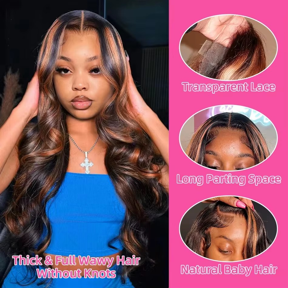 Human Hair Wigs - Highlight Ombre 13x4 Lace Front Wigs