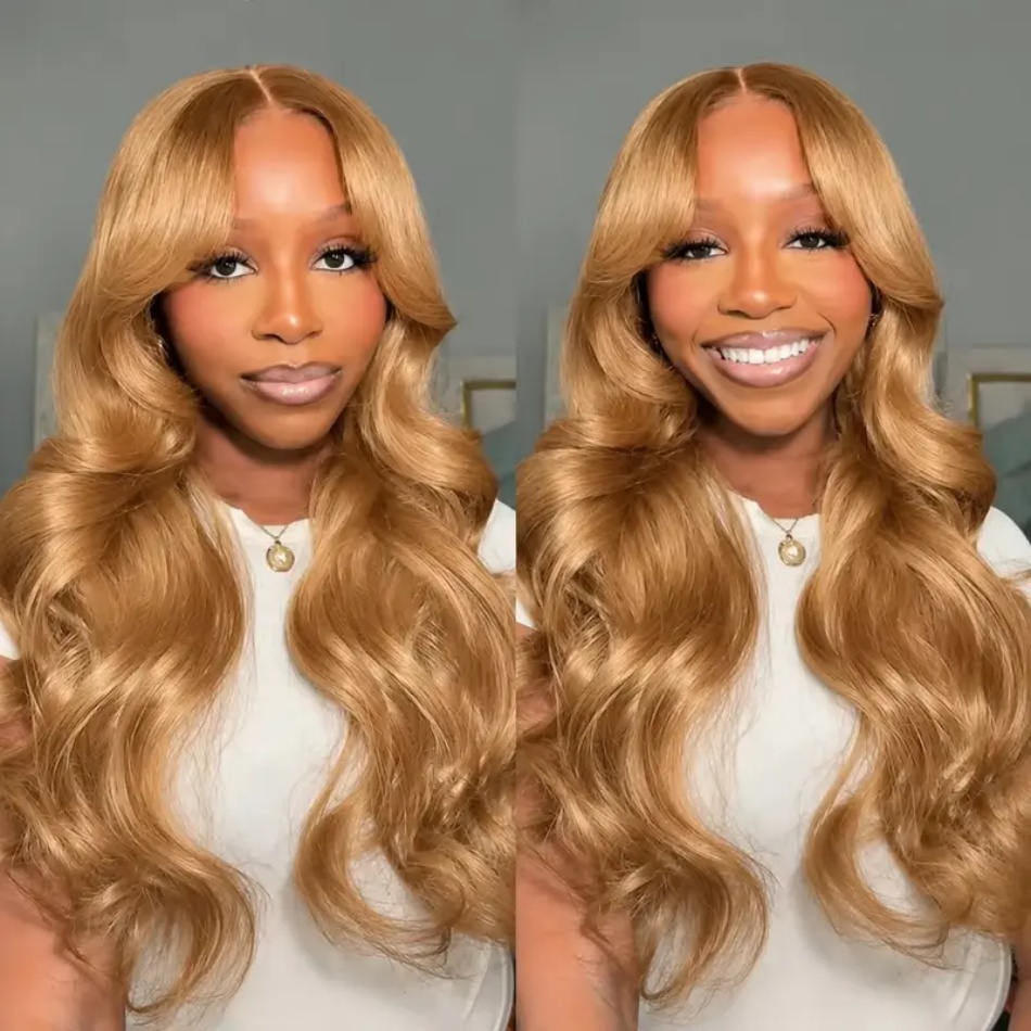 Hd Lace Frontal Wig Human Hair Pre Plucked - Honey Blonde Wig Body Wave 13x6