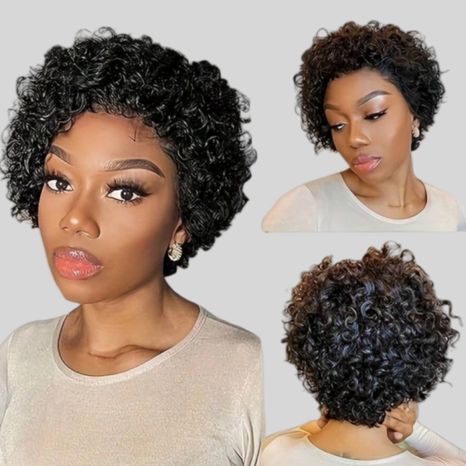 Curly Pixie Cut Wig Lace Human - Short Pixie Cut Wig Human Hair Cheap ulasan dan harga
