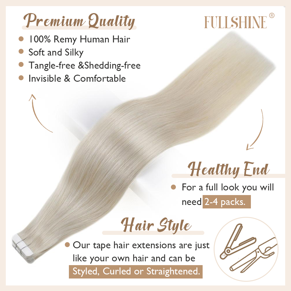 Full Shine Tape in Hair Extens - Invisible Tape In Extensions Real Hair ulasan dan harga