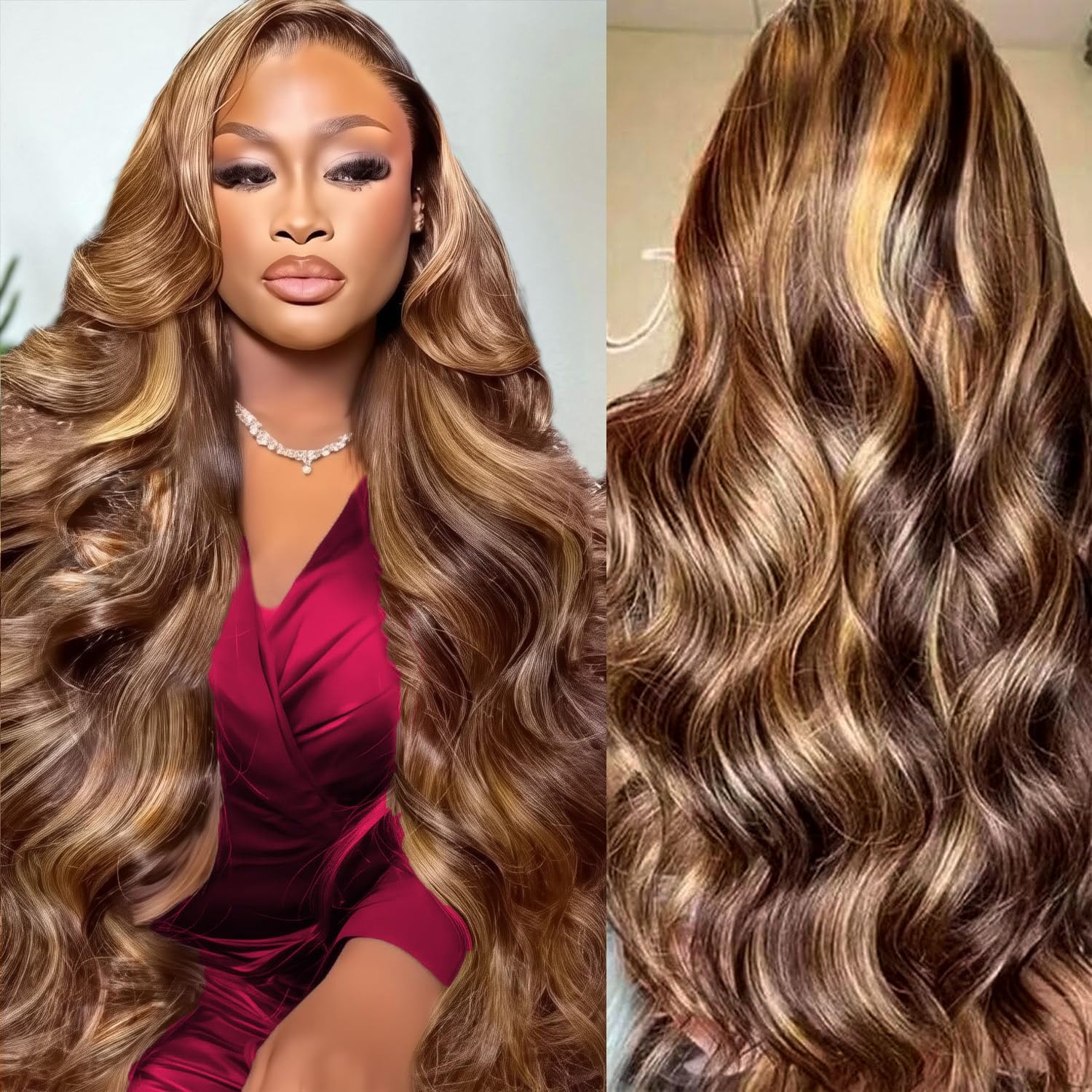 HD Highlight 46 Inch 13x4 Body - Human Hair Wigs ulasan dan harga