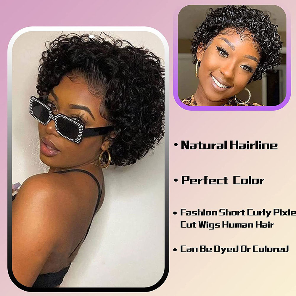 Short Pixie Cut Wig Curly Huma - Short Pixie Cut Wig Human Hair Cheap ulasan dan harga