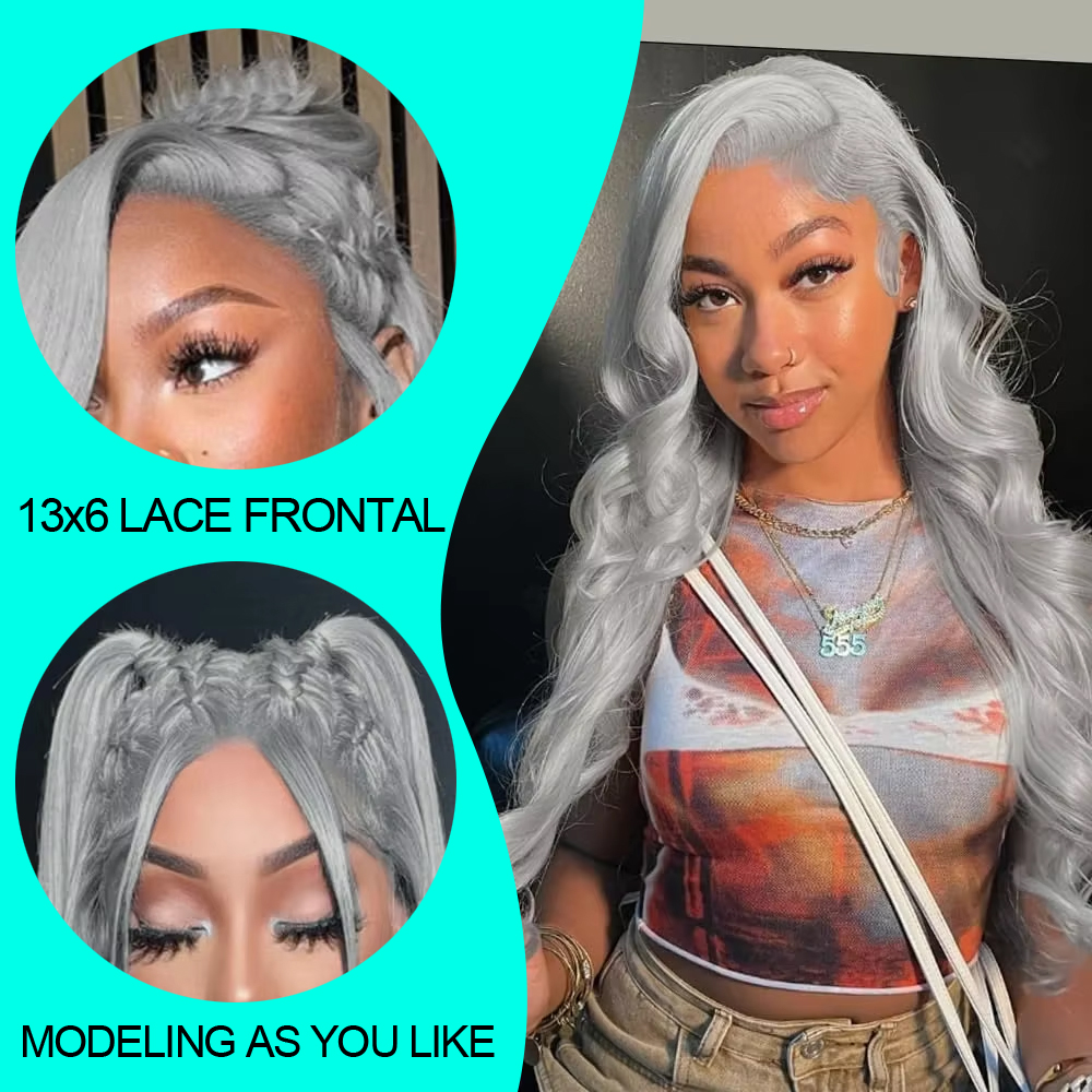 Cosplay Body Wave Silver Grey  - 613 Blonde Body Wave Lace Front Wig ulasan dan harga