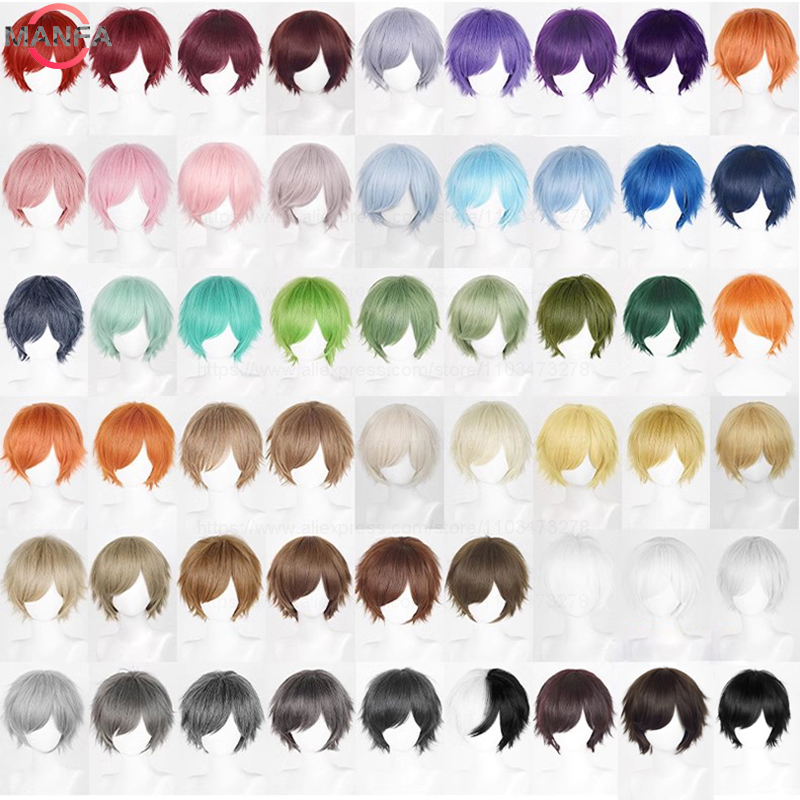 Anime 30cm Short Straight Cosp - Synthetic Braided Wigs For Black Women ulasan dan harga
