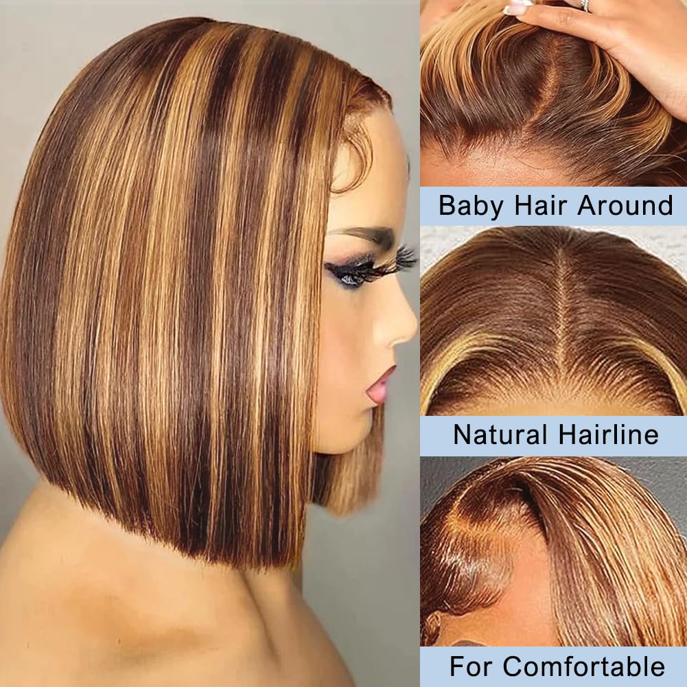 Bob Wig Human Hair 13x4 HD Lac - Pre Parted 13X4 Lace Front Bob Wig ulasan dan harga