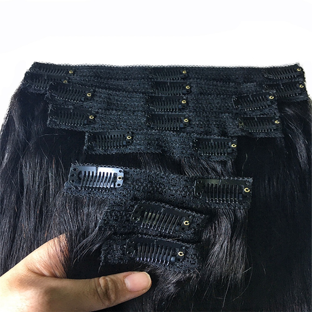 Natural Straight Clip In Human - Seamless Clip In Hair Extensions Human Hair ulasan dan harga