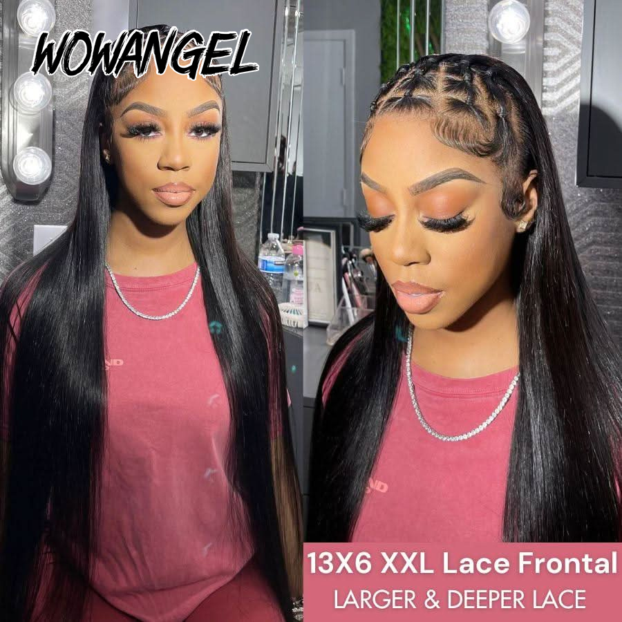 WOWANGEL Straight Lace Front W - Hd Lace Frontal Wig Human Hair Pre Plucked ulasan dan harga