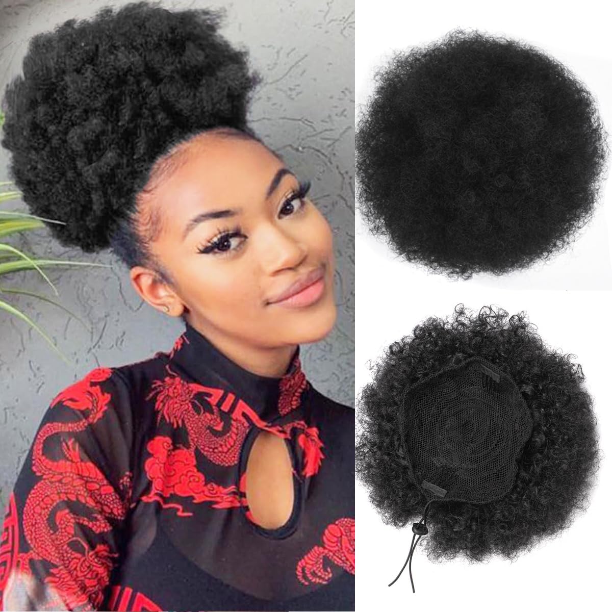 Afro Puff Drawstring Ponytail  - Drawstring Afro Curly Puff Ponytail ulasan dan harga