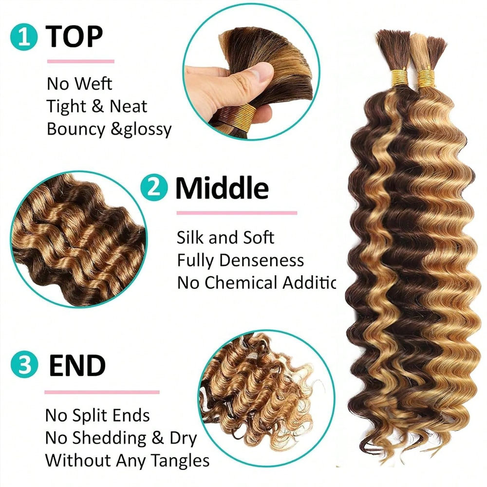 Human Braiding Hair 18 Inch 2  - Water Wave Bulk Human Hair For Braiding ulasan dan harga