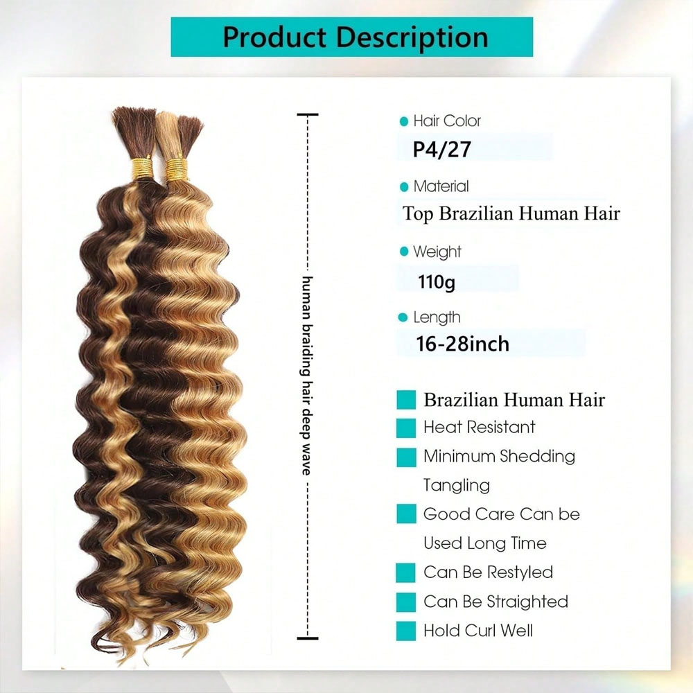 Human Braiding Hair 18 Inch 2  - Water Wave Bulk Human Hair For Braiding ulasan dan harga