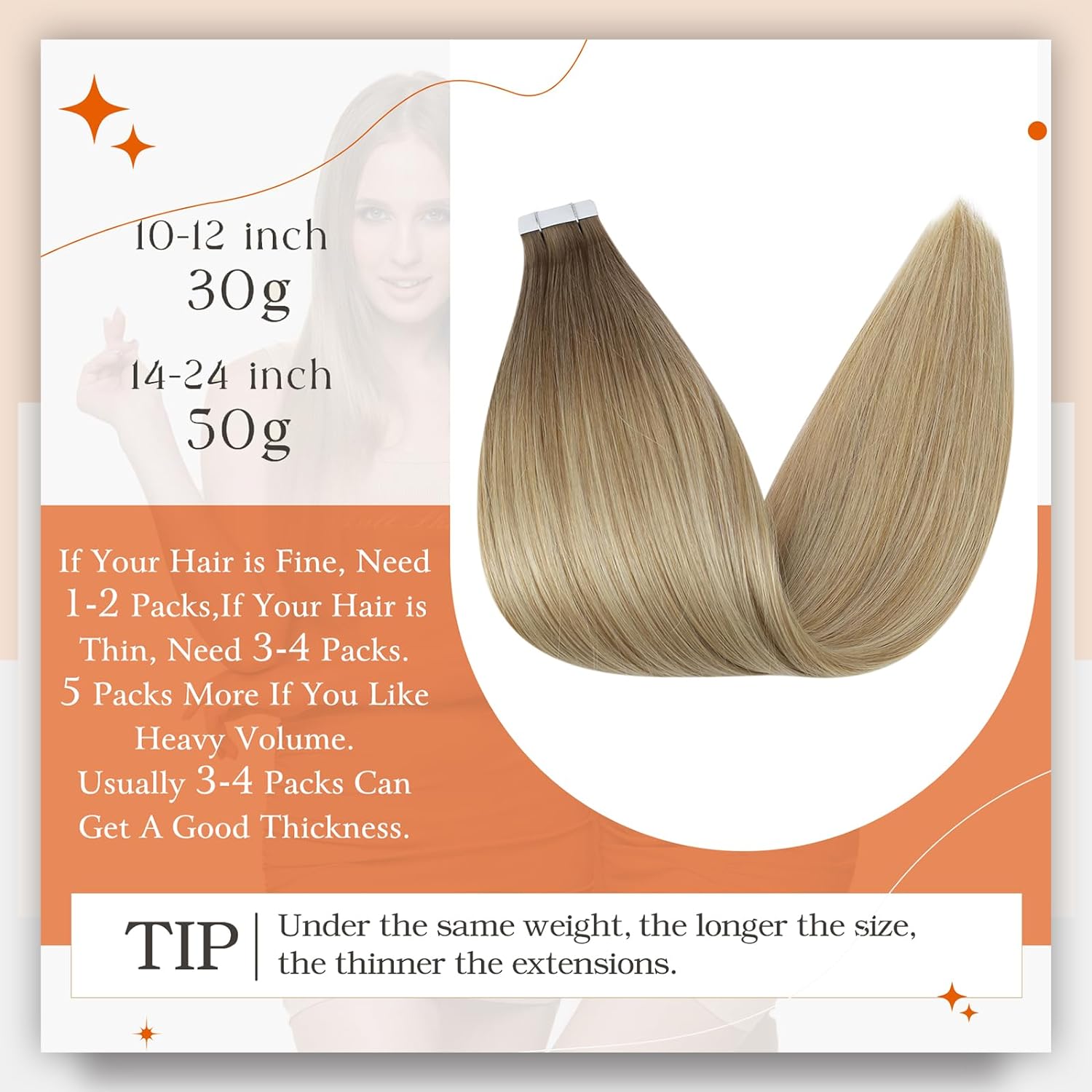 Full Shine Omber Tape in Hair  - Invisible Tape In Extensions Real Hair ulasan dan harga