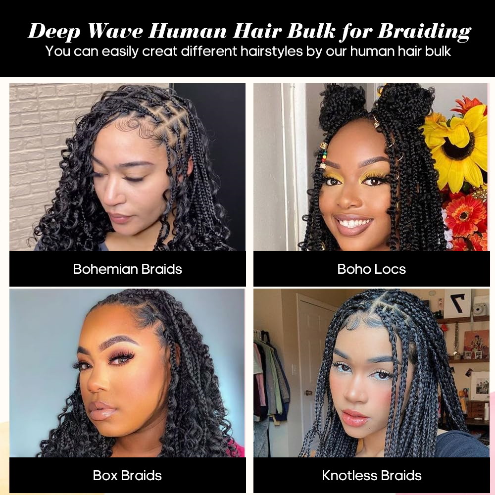 Human Braiding Hair for Boho B - Water Wave Bulk Human Hair For Braiding ulasan dan harga