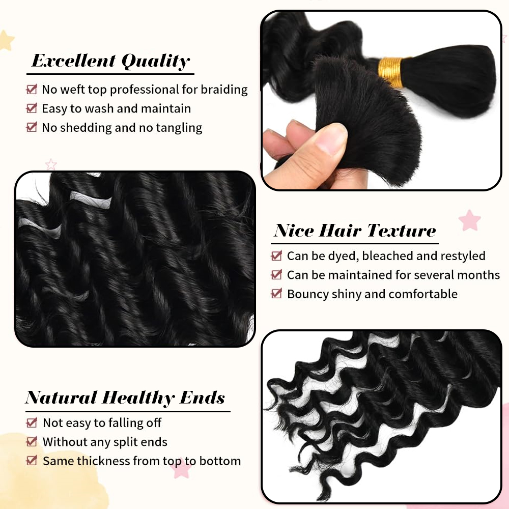 Human Braiding Hair for Boho B - Water Wave Bulk Human Hair For Braiding ulasan dan harga