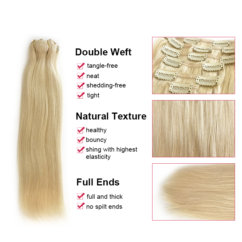 Ali Queen 7Pcs Clip in Hair Ex - Seamless Clip In Hair Extensions Human Hair ulasan dan harga