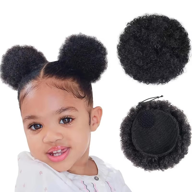 1PC/Pack Kids Hair Puff Natura - Drawstring Afro Curly Puff Ponytail ulasan dan harga