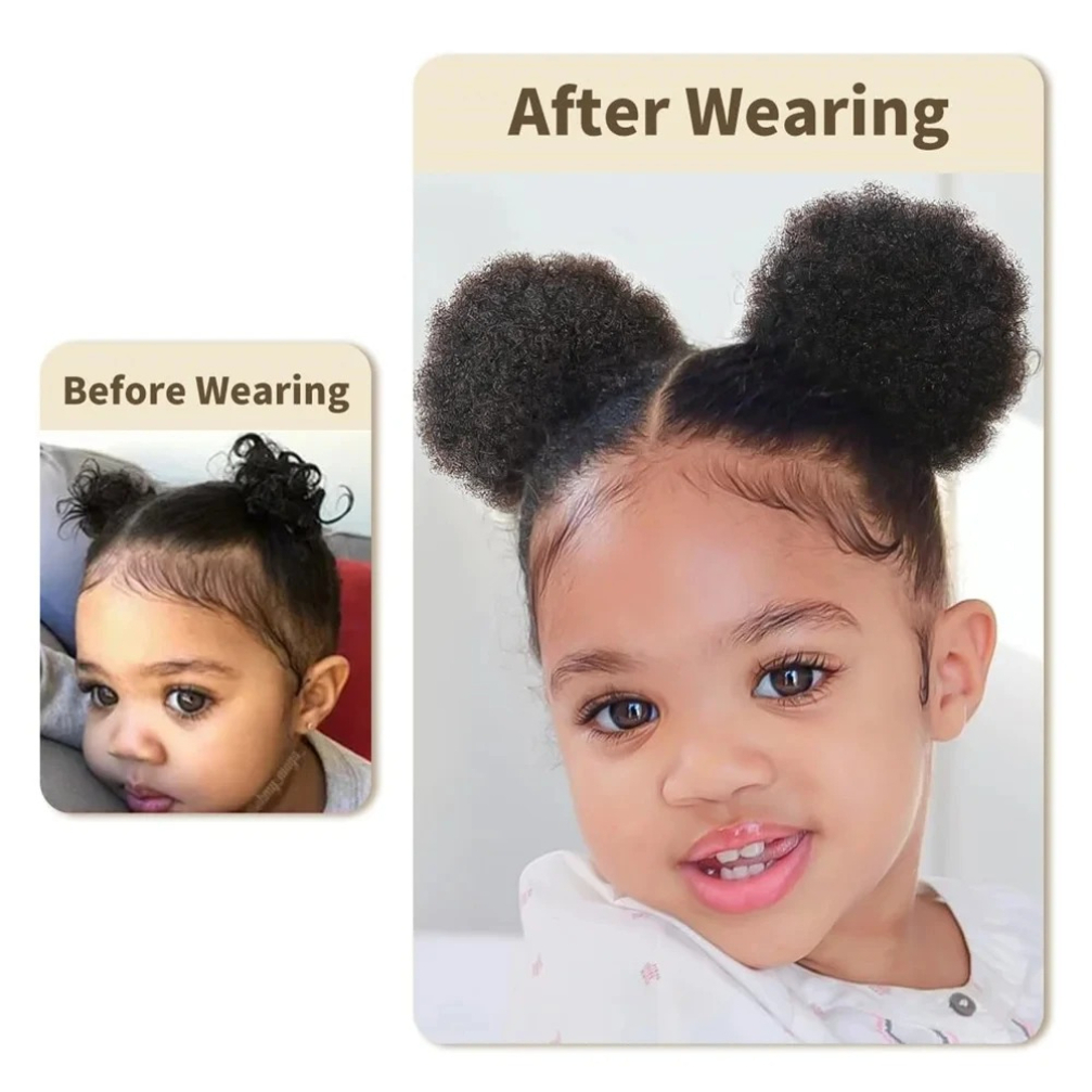 1PC/Pack Kids Hair Puff Natura - Drawstring Afro Curly Puff Ponytail ulasan dan harga